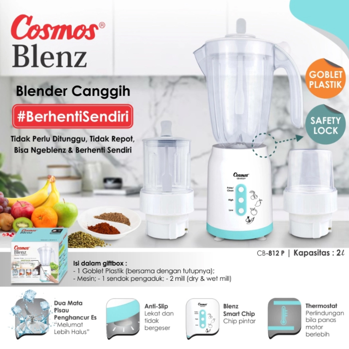 Cosmos Blender Plastik 3in1 2 Liter - CB812P | CB-812 P